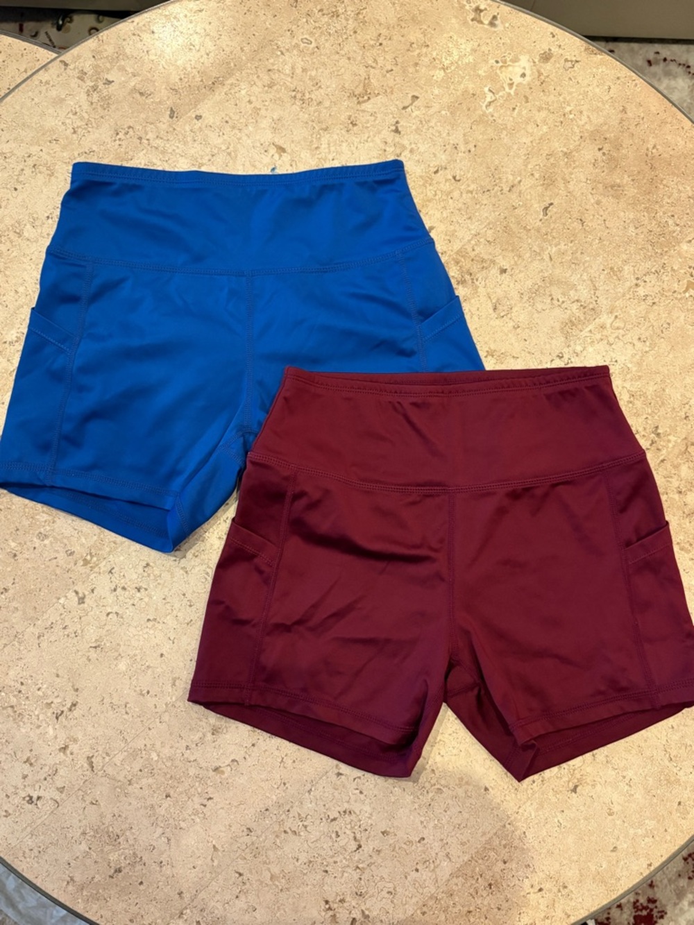 Women’s High-Waist Active Shorts — Royal Blue & Maroon